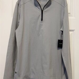 01.Algo Performance Gray Long Sleeve 1/4 Zip Pullover Wicking Mens Med NEW